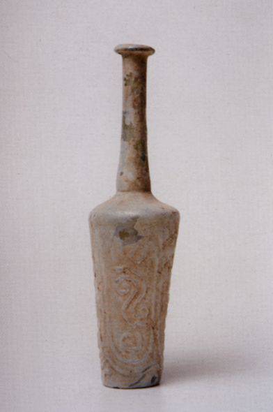 87. Bottiglia 'mercuriale', da Lipari (I sec. d.C.). Museo Archeologico Regionale Eoliano 'Luigi Bernabò Brea', Lipari, Messina, Italia.